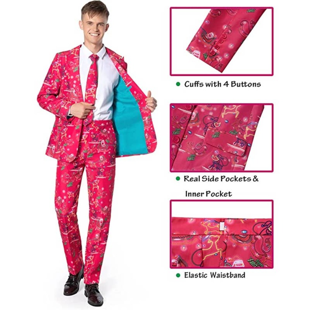 Christmas Suit Ugly Funny Costume Adults Men’s Xmas Party - Picture 4 of 9